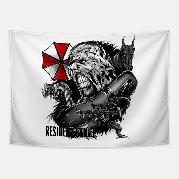 Resident evil 3 remake Nemesis Monster Tapestry by AndreyG