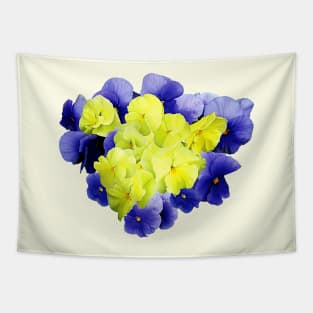 Yellow and Purple Pansy Heart Tapestry