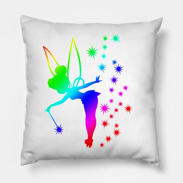 Rainbow Tinkerbell Ombre Sillhouette Pillow by ijsw