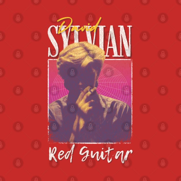 David Sylvian Vintage 1970 // Red Guitar Original Fan Design Artwork by A Design for Life