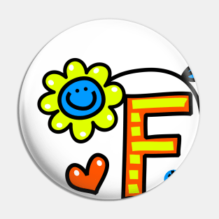 Letter F abc monogram hand drawn colorful alphabet Pin