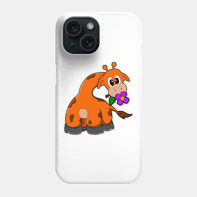 Giraffe with Flower Phone Case by Markus Schnabel