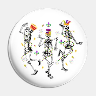 Mardi Gras Dancing Skeletons Pin