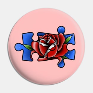 Traditional puzzle rose Pin