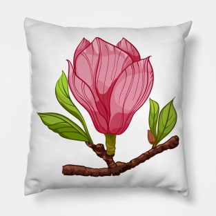 branch of pink magnolia Pillow