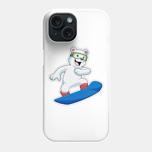 Polar bear as Snowboarder with Snowboard Phone Case