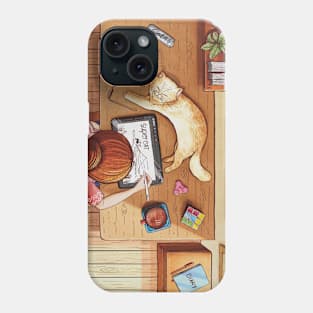 Artist and cat Phone Case