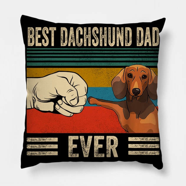 Best Dachshund Dad Ever Vintage Pillow by Xamgi