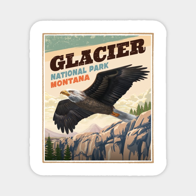 Glacier National Park Bold Eagle Vintage Look Magnet by MarkusShirts
