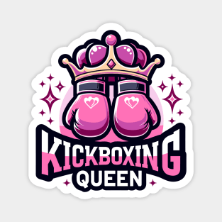 Kickboxing Queen Tee - Empowerment in the Ring with Heart Gloves Magnet