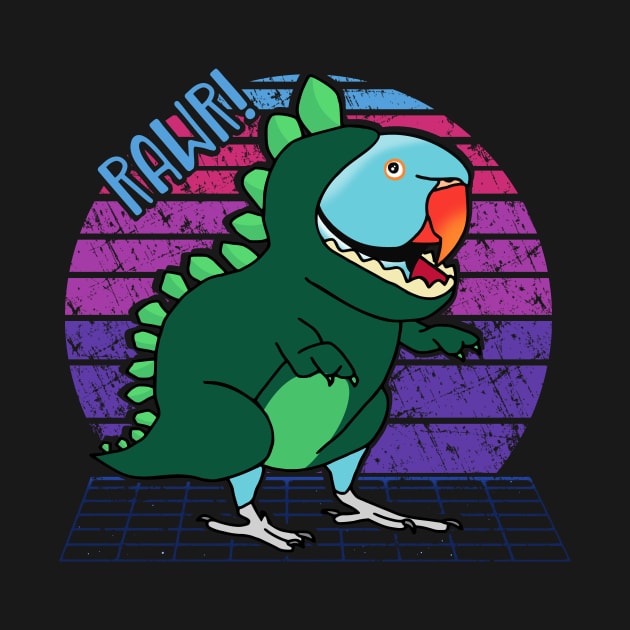 Vaporwave Blue Indian Ringneck Dinosaur by FandomizedRose