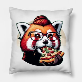 Red panda eat pizza Pillow