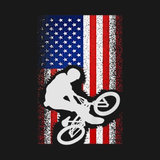 American Flag Bmx Cool Bicycle Motocross Top Tee T-Shirt