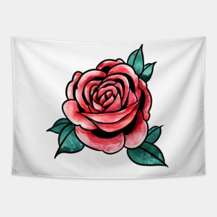 Watercolor red rose Tapestry