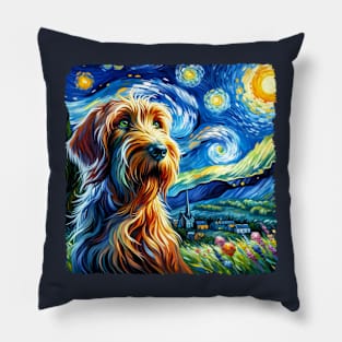 Starry Spinone Italiano, Spinone Dog Portrait - Pet Portrait Pillow