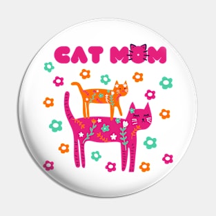 Cute colorful cat mom Pin