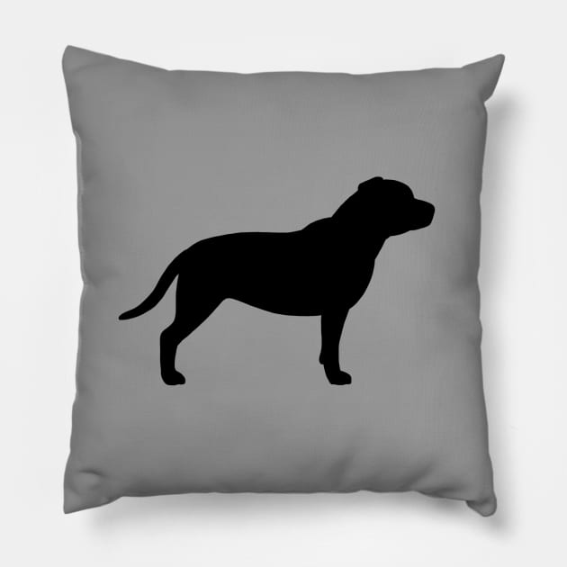 Black Staffordshire Bull Terrier Silhouette Pillow by Coffee Squirrel