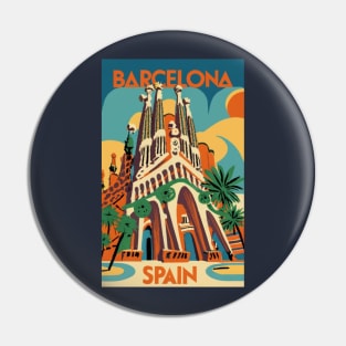 A Vintage Travel Art of Barcelona - Spain Pin