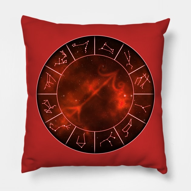Saggitarius Zodiac Symbol Pillow by ArnarionArt