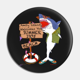 Amity Island Beach Sign Pin