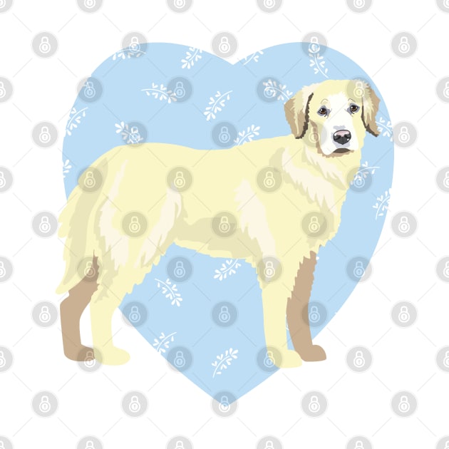 Golden Retriever Dog Lover Blue Heart by HotPinkStudio.Me