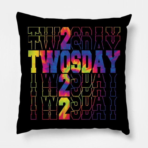 Happy twosday 2/22/22 tie dye twosday 2022 for boys Pillow by HBart