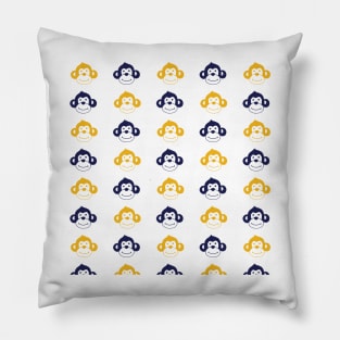 Cute monkies in musterd yellow and dark blue Pillow