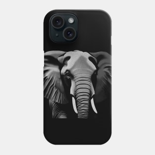 High Contrast Black and White Elephant Digital Portrait (MD23Ar035d) Phone Case