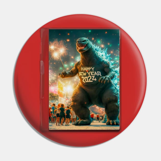 Godzilla happy new year 2024 Godzilla Happy New Year 2024 Pin