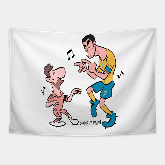 Messi and Cristiano Ronaldo last dance Tapestry by Momani