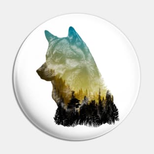 Wolf lover mountain Pin