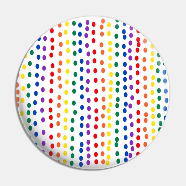 Rainbow Dots On White Pin by DanielleGensler