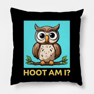 Hoot Am I | Owl Pun Pillow