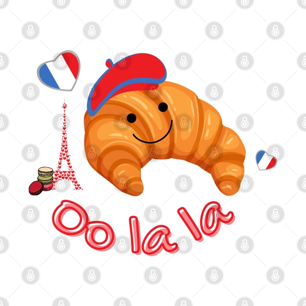 Cute French Kawaii Croissant Oo La La by Once Upon a Find Couture 