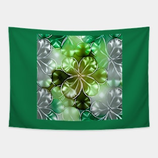 Saint Patrick's day shamrock shiny abstract floral pattern Tapestry