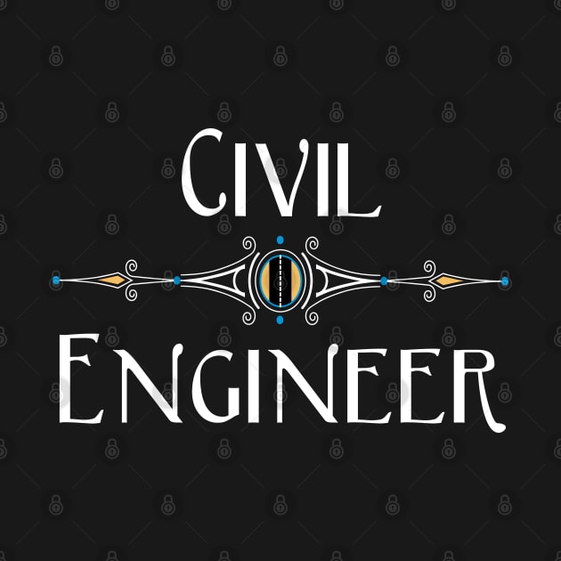 Civil Engineer Decorative Line White Text by Barthol Graphics