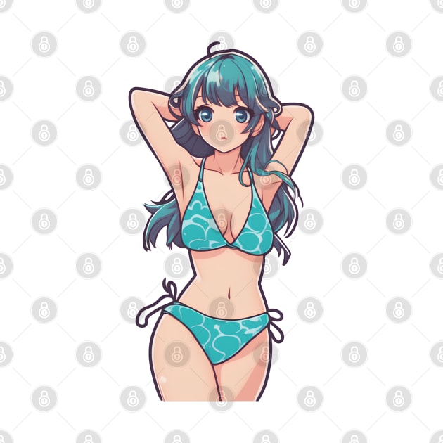 Cute girl in bikini anime by InkPulse