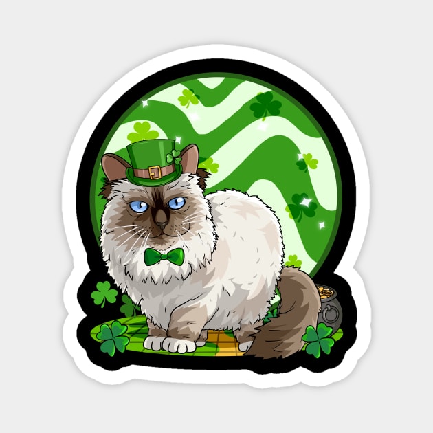 Birman Cat St Patricks Day Leprechaun Magnet by Noseking