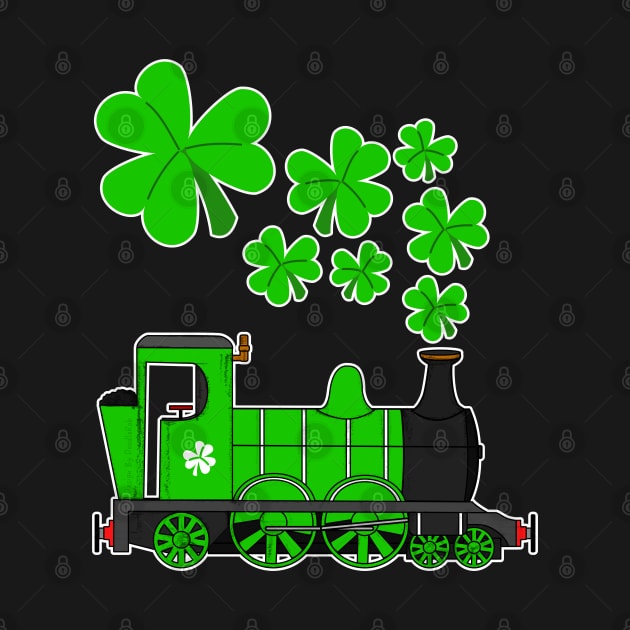 St Patricks Day Train Steam Engine Shamrocks by doodlerob