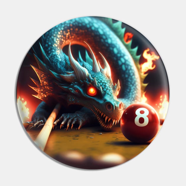 Fire Dragon Playing Pool Pin by Dragon Cove