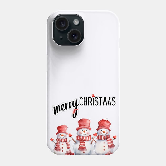 Cute Snowmen in Scarves and Hats with Mittens Phone Case by mw1designsart