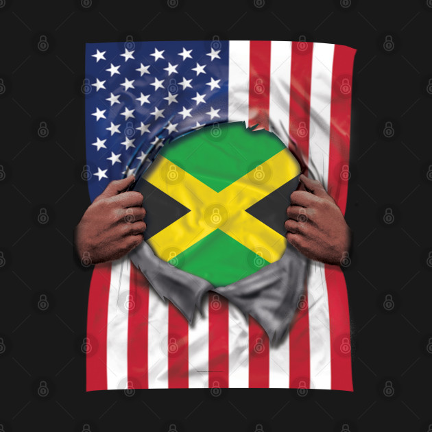 Disover Jamaica Flag American Flag Ripped - Gift for Jamaican From Jamaica - Jamaican - T-Shirt