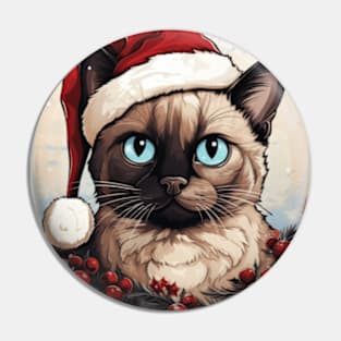 Christmas Siamese Cat Pin