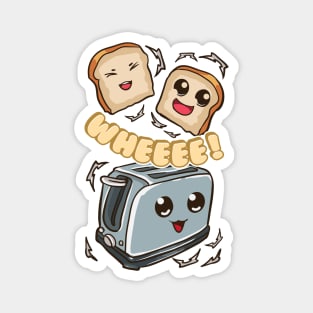 Cute Toast Bread Popping out of Toaster Magnet