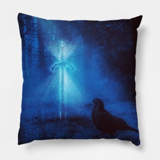 Magic sword and black raven Pillow