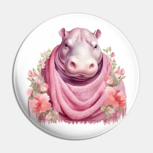 Pink Christmas Hippo Pin