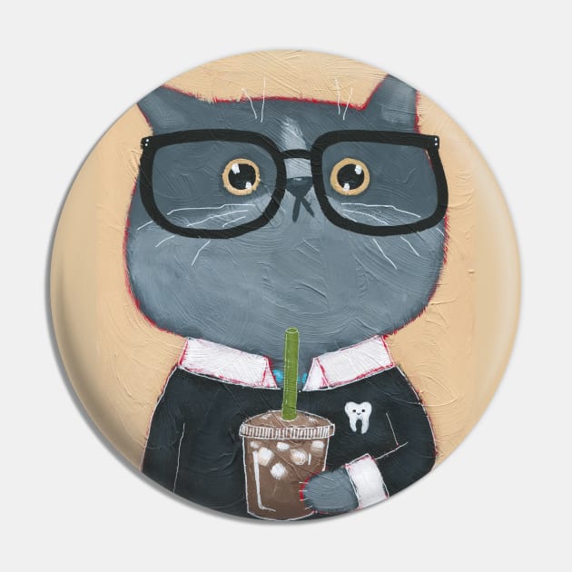 Natalie Front Desk Receptionist Pin by KilkennyCat Art