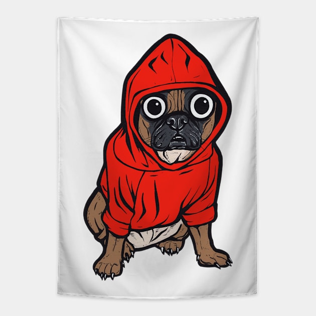 French Bulldog Red Hoodie Tapestry by turddemon