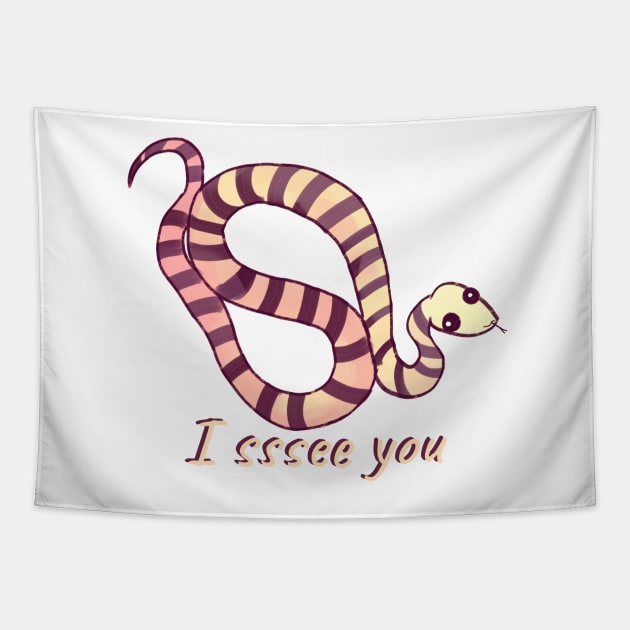 Cute watercolor snake Tapestry by Mayarart