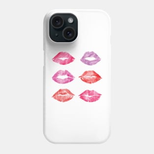 Kissing Lipstick Collage, Lips of Love Art Print Phone Case